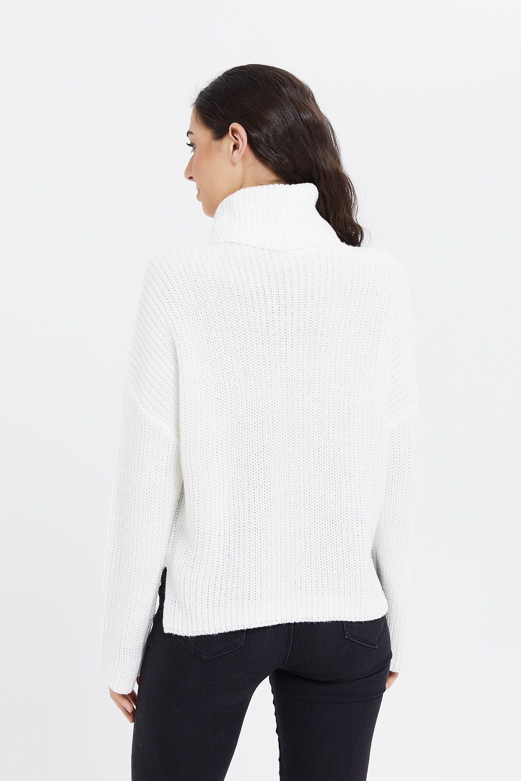 Women Ivory Knitted Turtle Neck Pullover sold by Redtag product image thumbnail 3