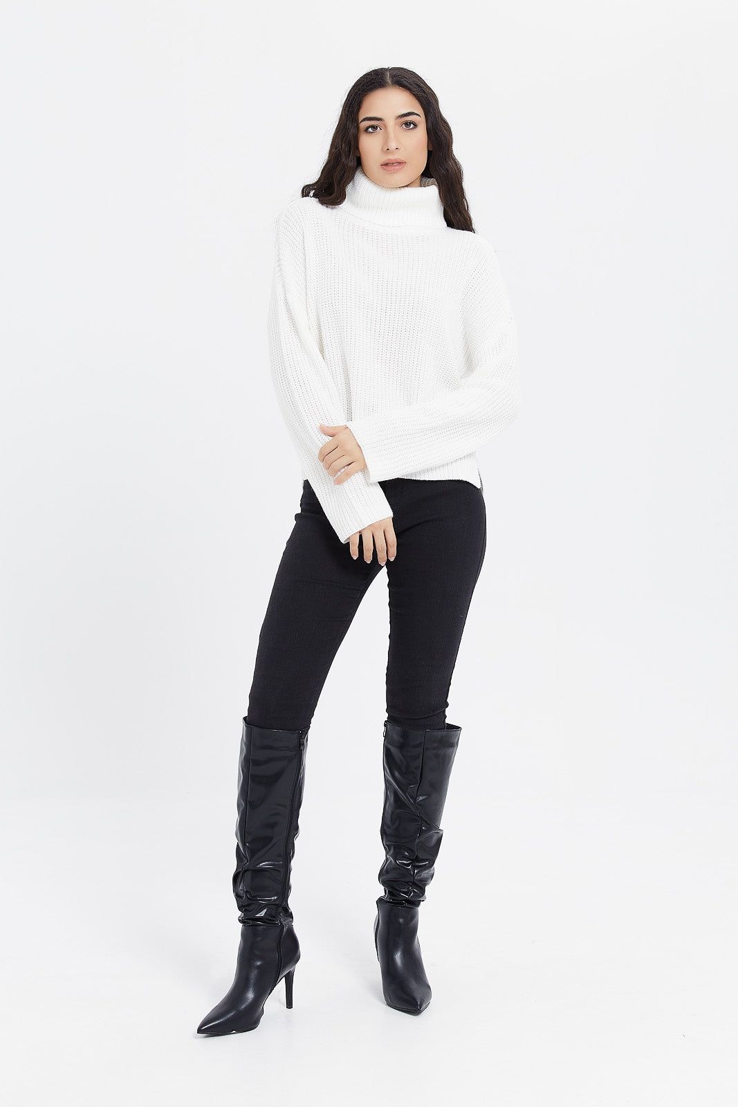 Women Ivory Knitted Turtle Neck Pullover sold by Redtag product image thumbnail 2