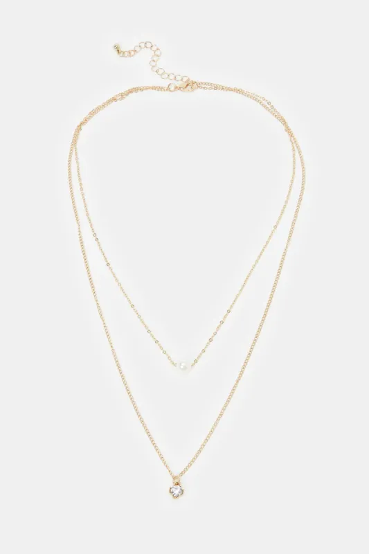 Women Gold Embellished Necklace sold by Redtag