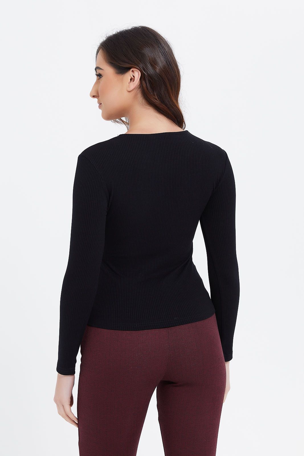 Women Black Ribbed Top sold by Redtag product image thumbnail 3