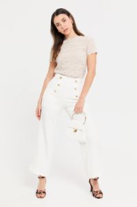 Women Ivory Straight Leg Button Detail Trouser sold by Redtag
