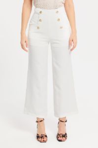 Women Ivory Straight Leg Button Detail Trouser sold by Redtag