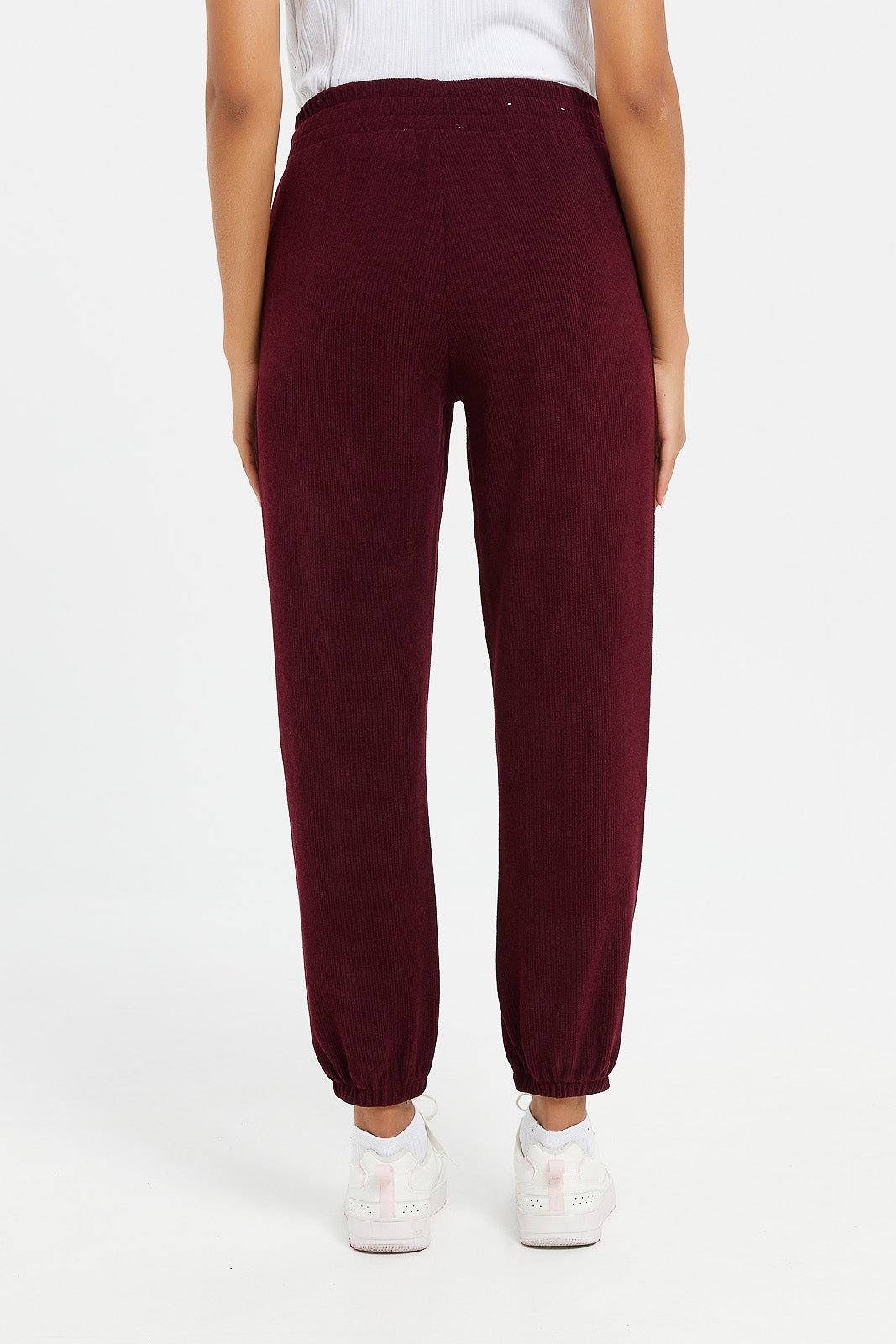 Women Burgundy Waffle Jogger sold by Redtag product image thumbnail 3