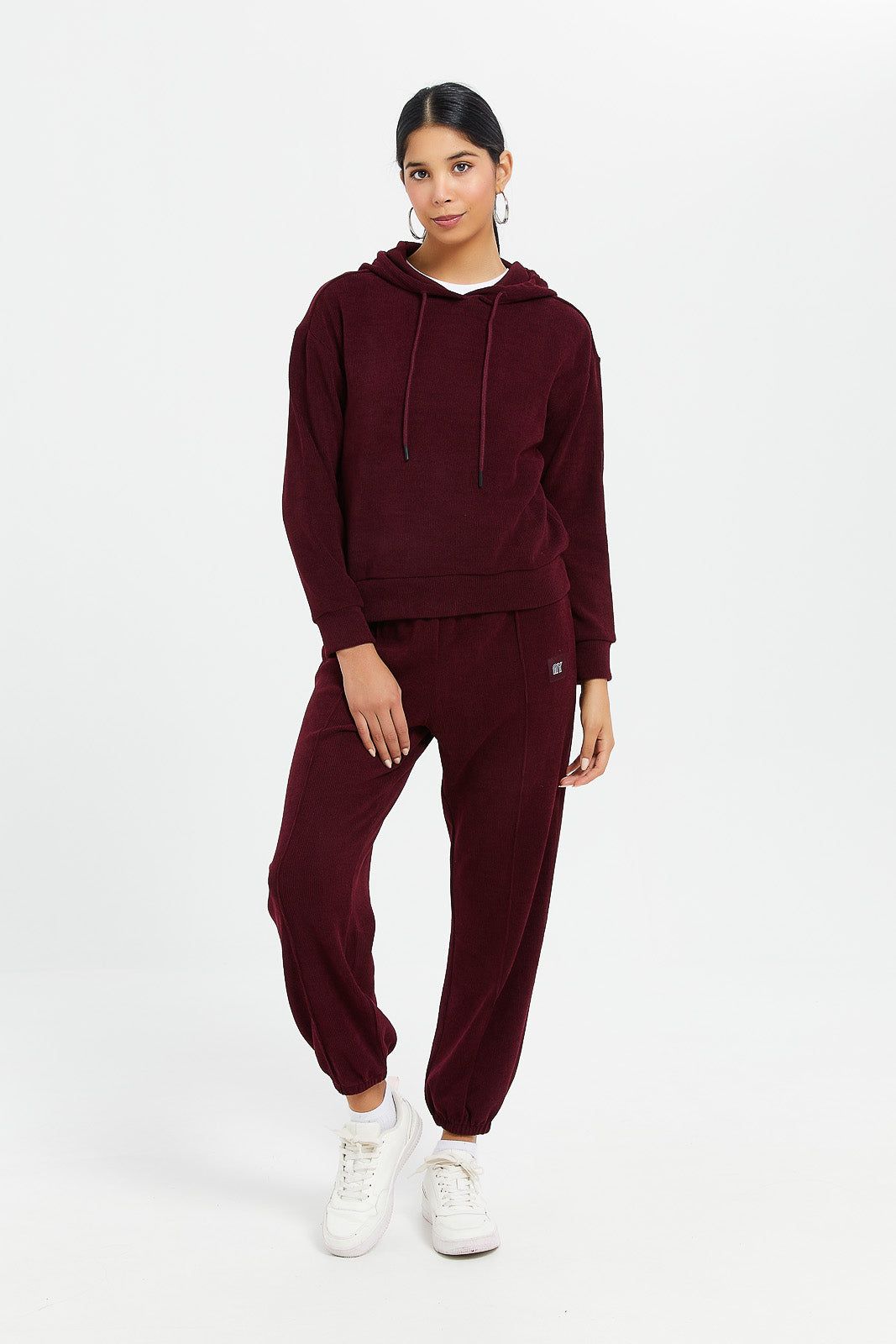 Women Burgundy Waffle Jogger sold by Redtag product image thumbnail 2