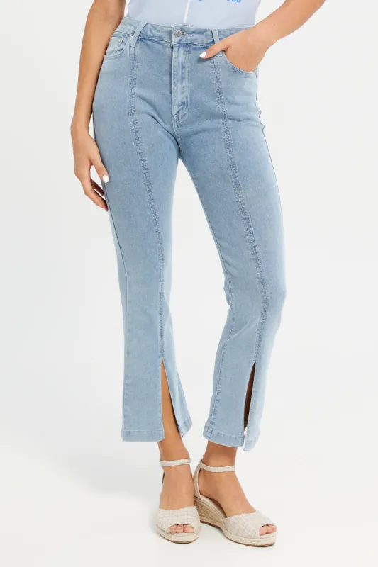 Women Blue Fit And Flare High Waist Jeans sold by Redtag