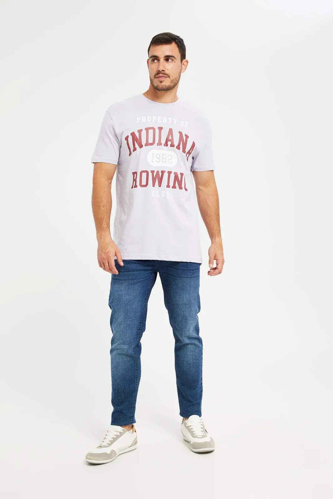 Men Lilac Graphic Round Neck T-Shirt sold by Redtag product image thumbnail 2