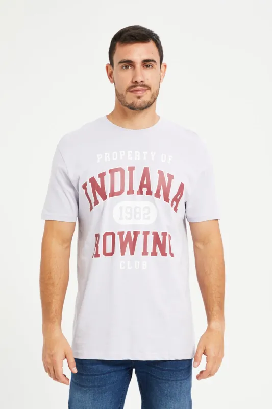Men Lilac Graphic Round Neck T-Shirt sold by Redtag