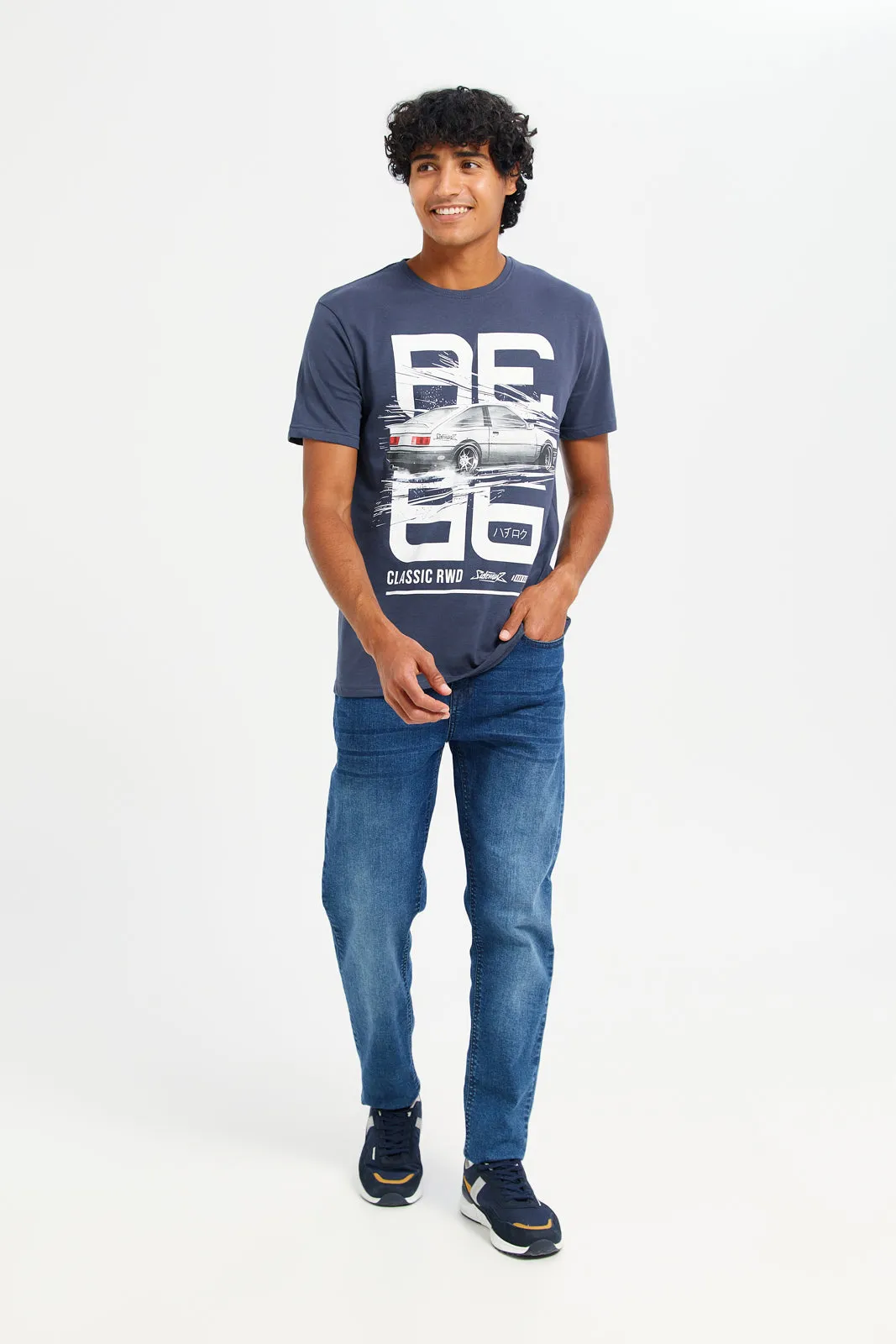 Men Charcoal Graphic T-Shirt sold by Redtag product image thumbnail 2