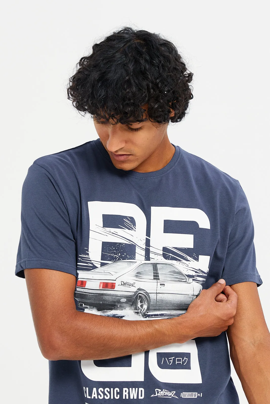 Men Charcoal Graphic T-Shirt sold by Redtag product image thumbnail 4