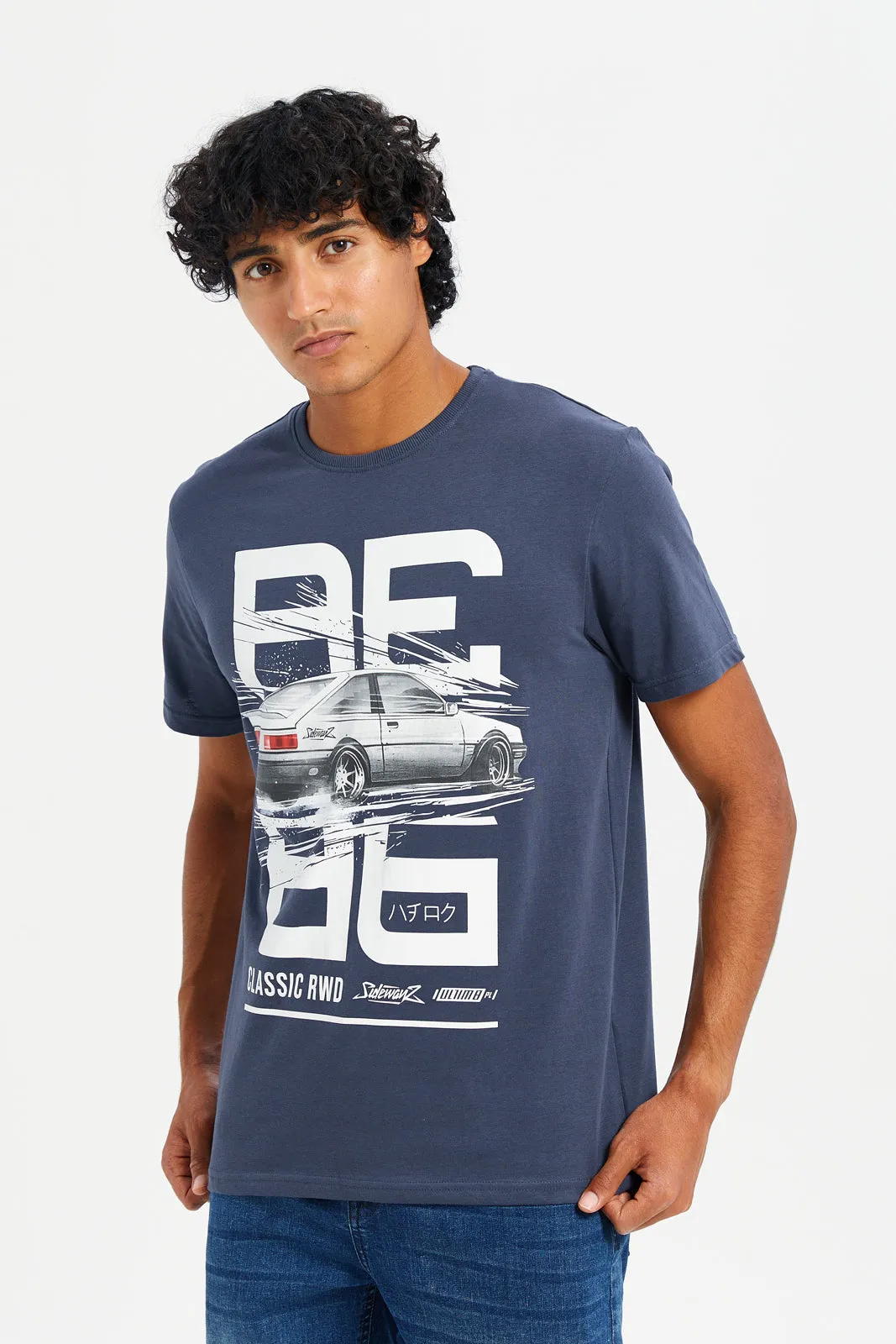 Men Charcoal Graphic T-Shirt sold by Redtag