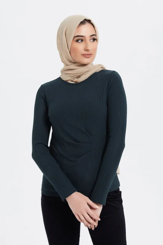 Women Green Side Ruched Detail Blouse sold by Redtag