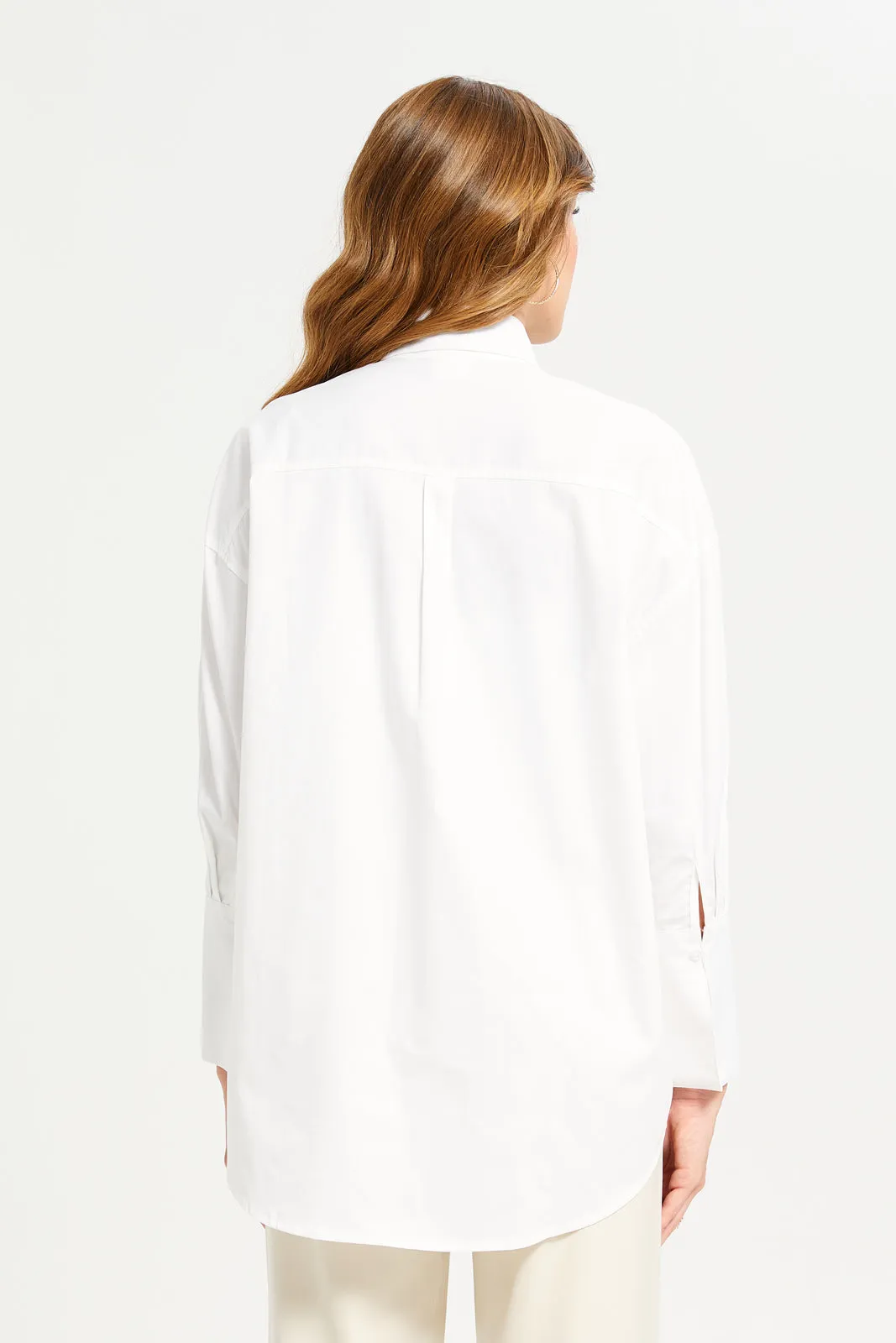 Women White Oversize Shirt Blouse With Contrast Zipper sold by Redtag product image thumbnail 3