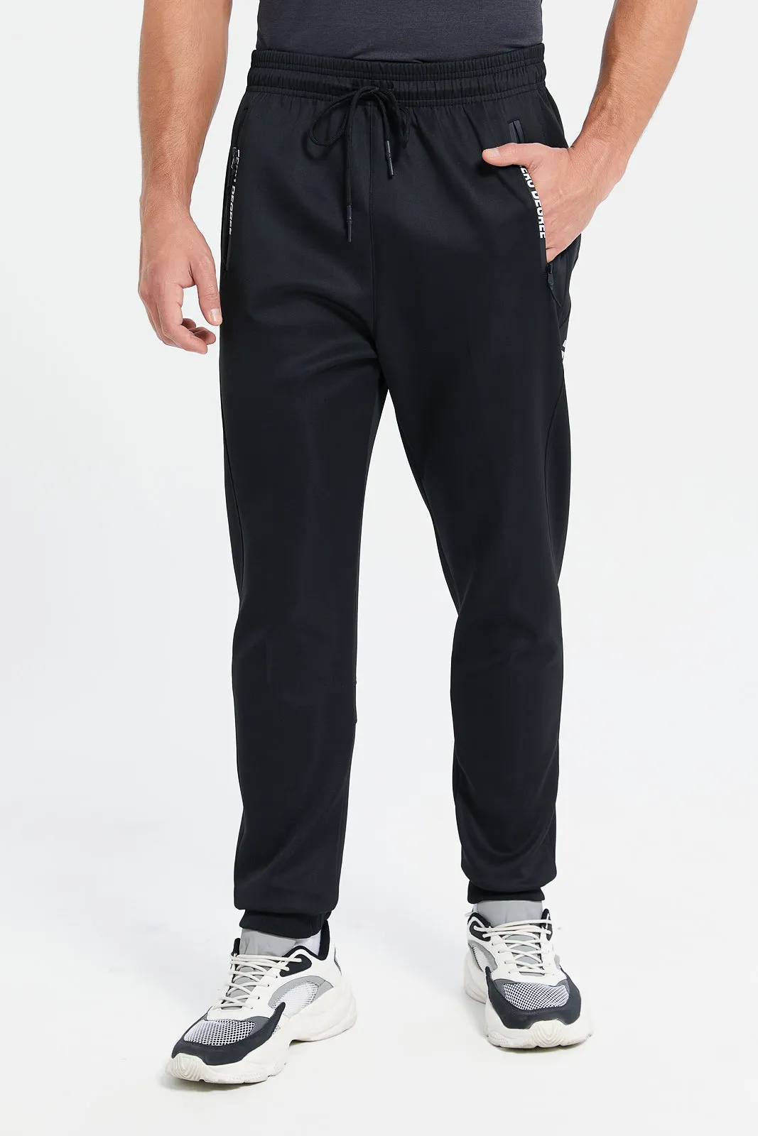 Men Black Side Print Active Pants sold by Redtag