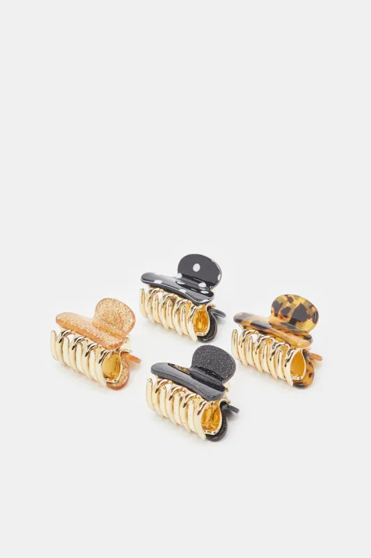 Women Black And Brown Printed Hair Claw Set (Pack of 4) sold by Redtag