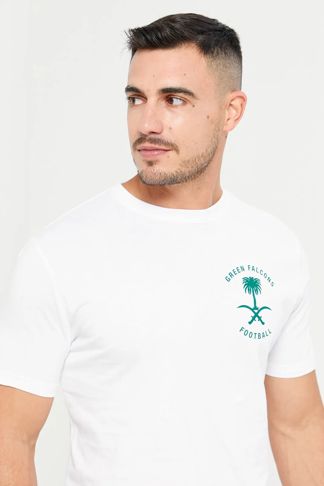 Men White KSA National Day T-Shirt sold by Redtag product image thumbnail 4