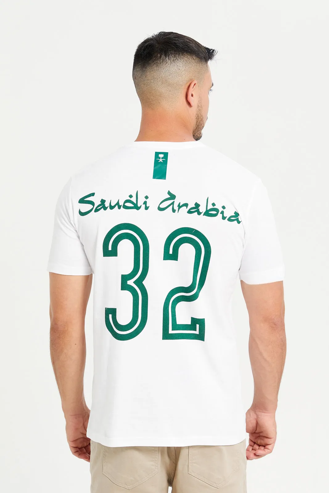 Men White KSA National Day T-Shirt sold by Redtag product image thumbnail 3