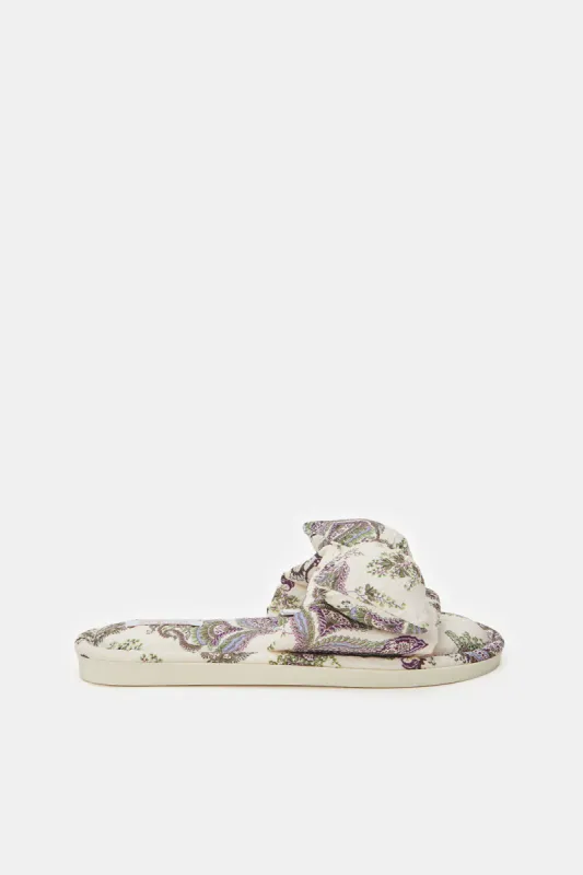 Women Beige Floral Print Slipper sold by Redtag