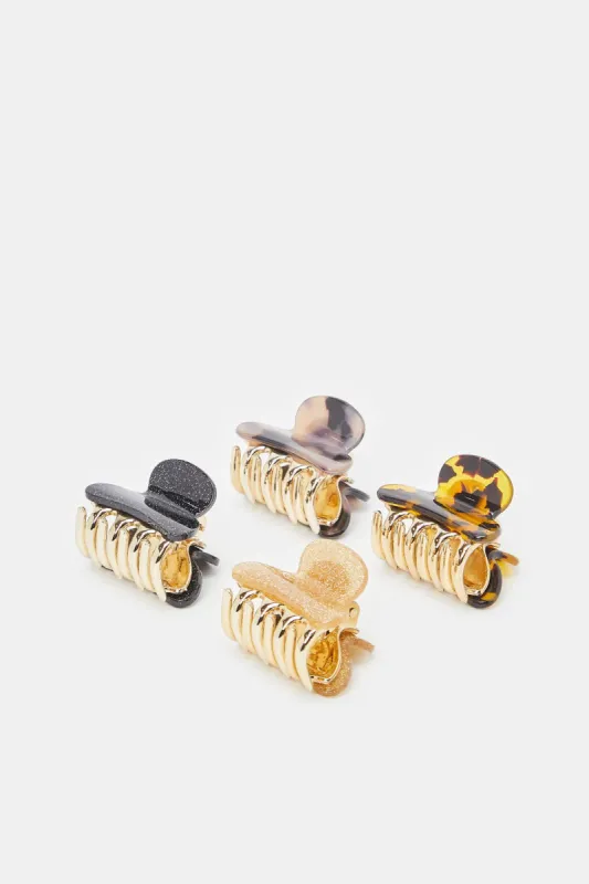 Women Black And Brown Printed Hair Claw Set (Pack of 4) sold by Redtag