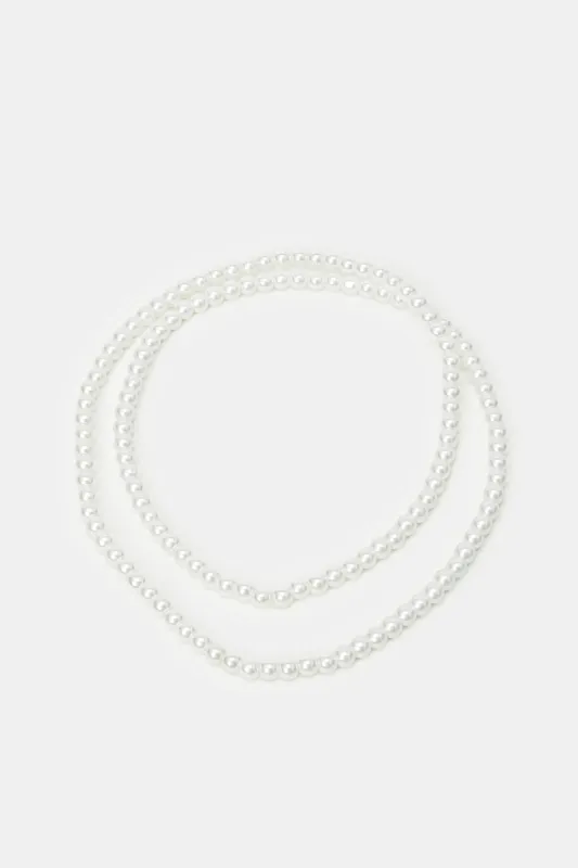 Women White Pearl Necklace sold by Redtag