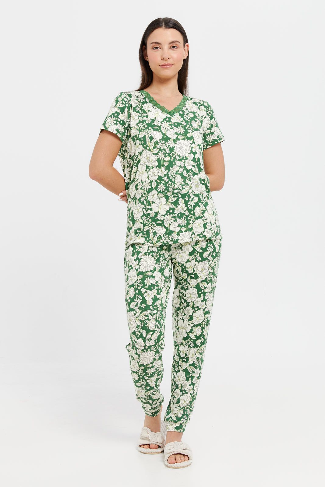Women Green Printed Pyjama Set (2 Piece) sold by Redtag