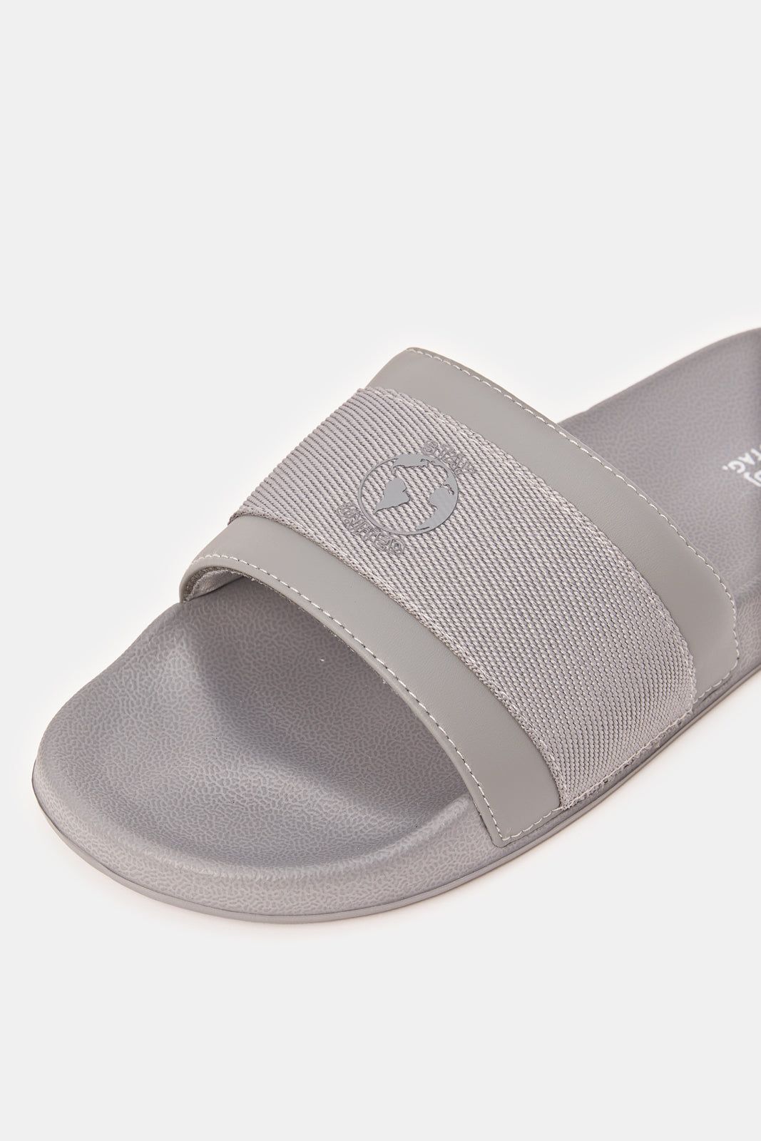 Men Grey Slogan Embossed Slide sold by Redtag product image thumbnail 3