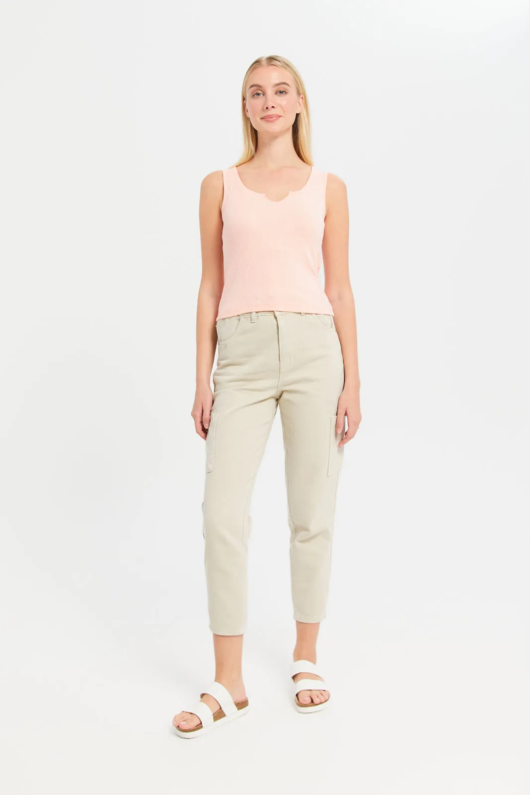 Women Apricot Ribbed Vest sold by Redtag product image thumbnail 2