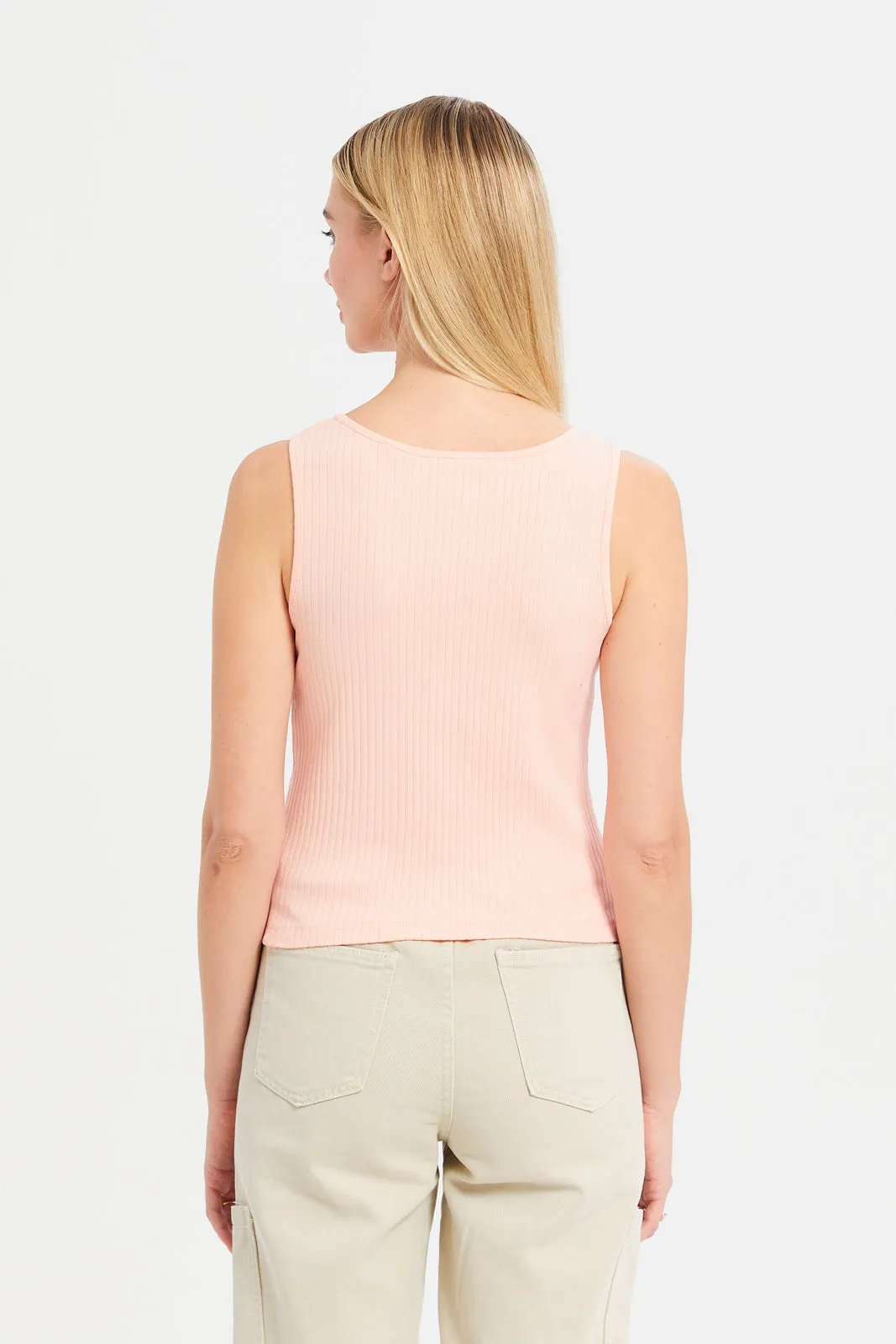 Women Apricot Ribbed Vest sold by Redtag product image thumbnail 3