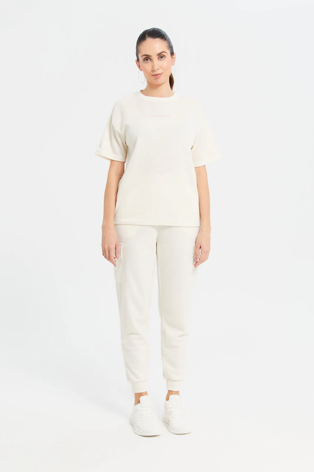 Women Beige Boxy Fit Printed T-Shirt sold by Redtag product image thumbnail 2