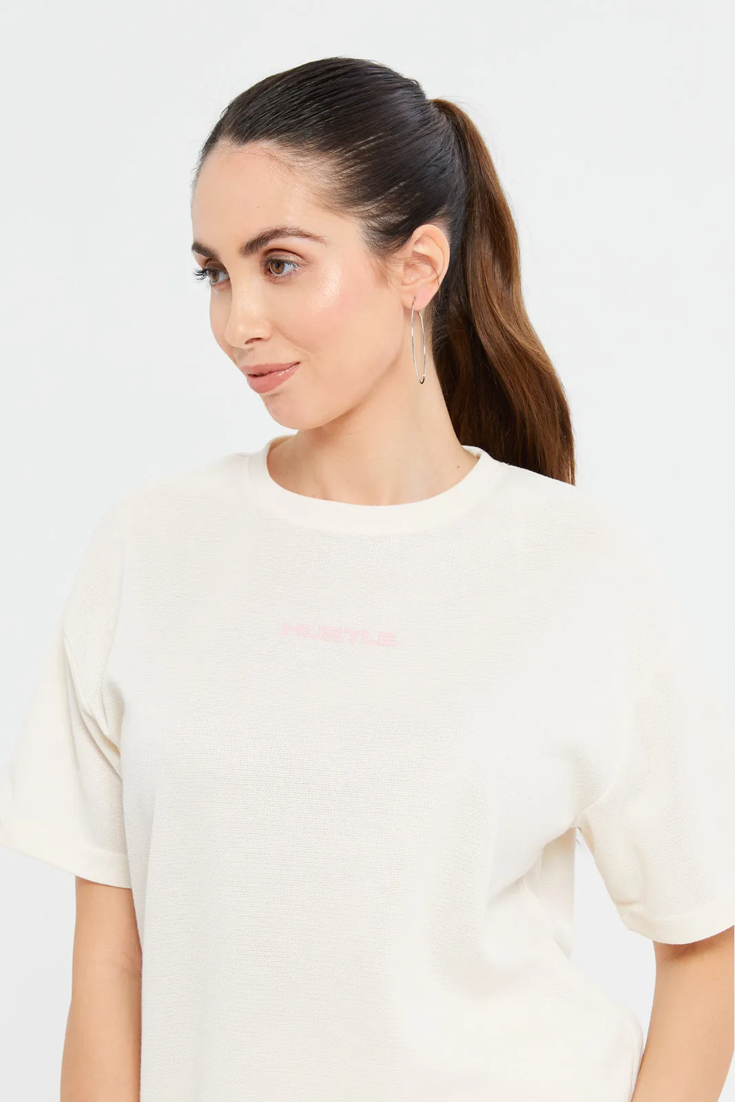 Women Beige Boxy Fit Printed T-Shirt sold by Redtag product image thumbnail 4