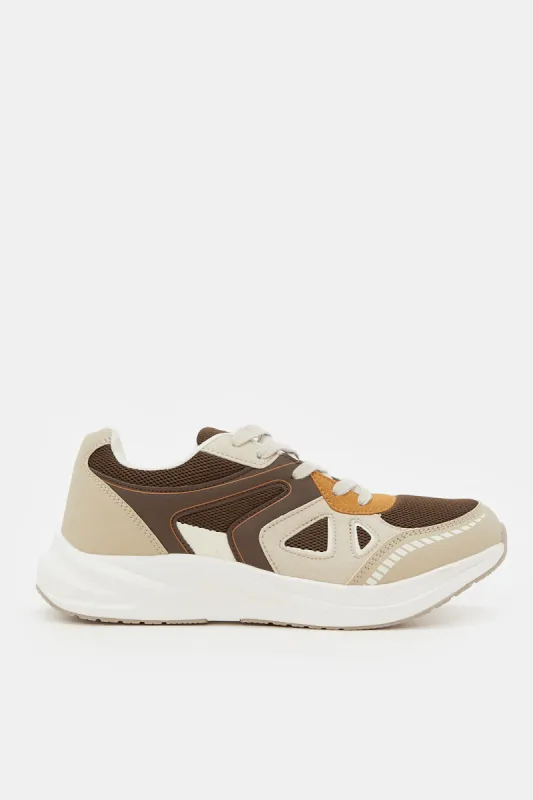 Men Beige Color Block Chunky Trainer sold by Redtag