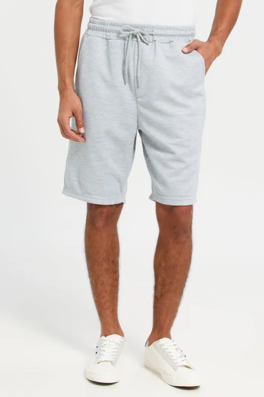 Men Grey Jacquard Lounge Shorts sold by Redtag