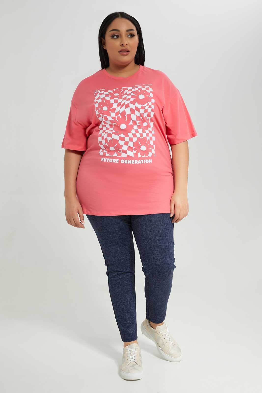 Women Plus Size Pink Floral T-Shirt sold by Redtag product image thumbnail 2
