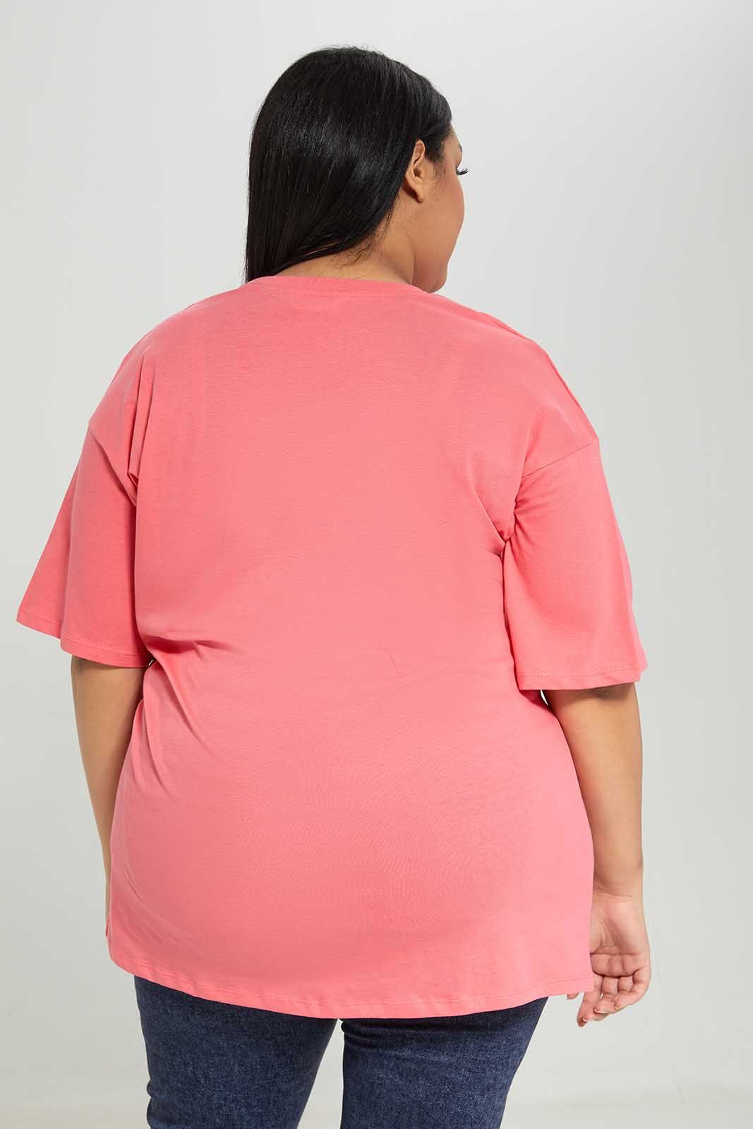 Women Plus Size Pink Floral T-Shirt sold by Redtag product image thumbnail 3