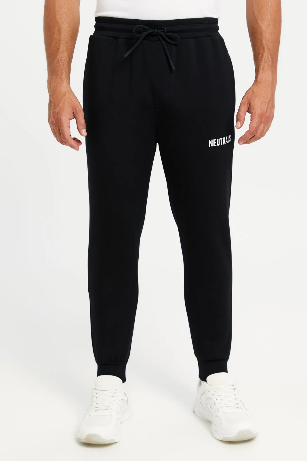 Men Black Printed Active Pants sold by Redtag