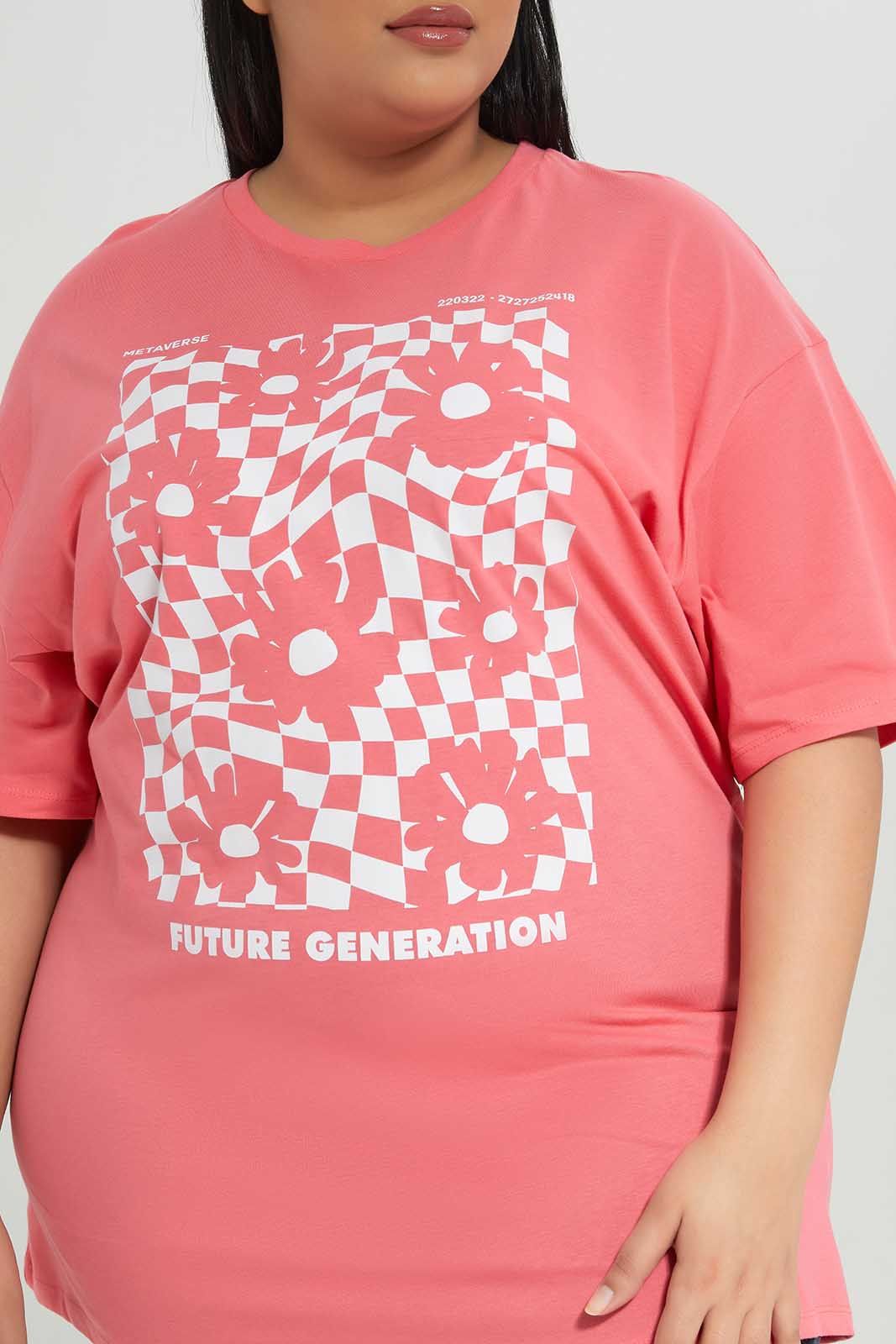 Women Plus Size Pink Floral T-Shirt sold by Redtag product image thumbnail 4