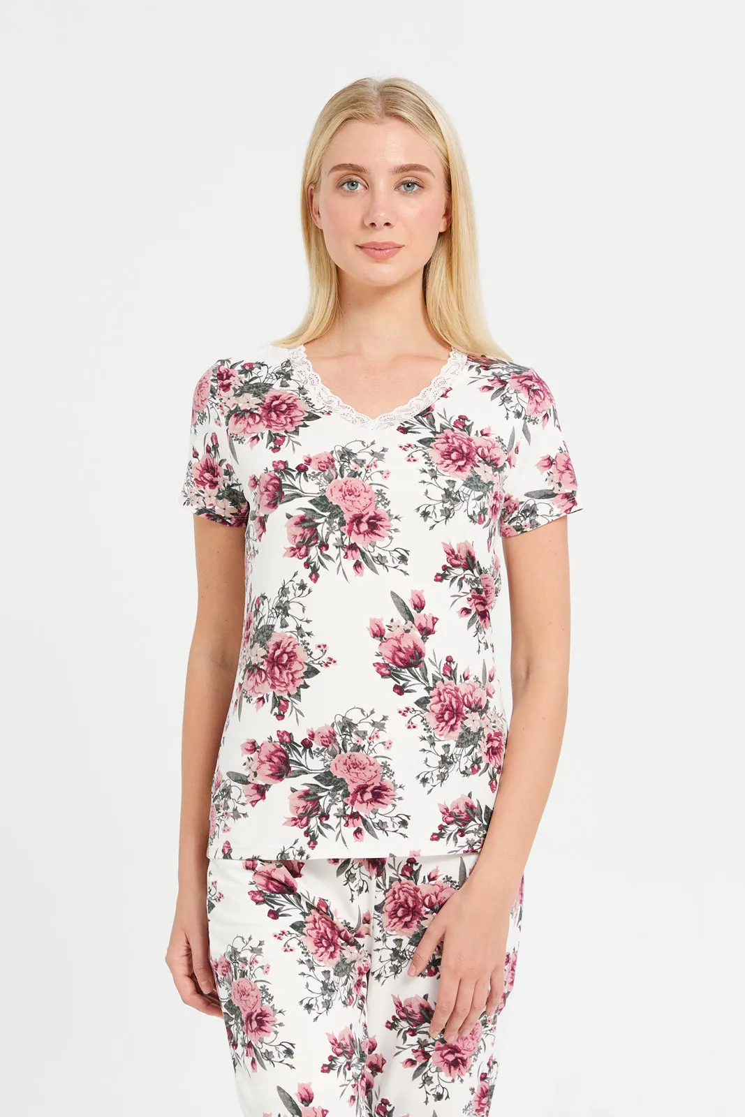 Women White Printed Pyjama Set (2 Piece) sold by Redtag product image thumbnail 2