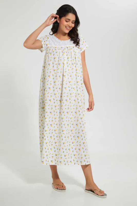 Ivory Floral Nightgown sold by Redtag