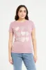 Women Mauve Heart Foil T-Shirt sold by Redtag