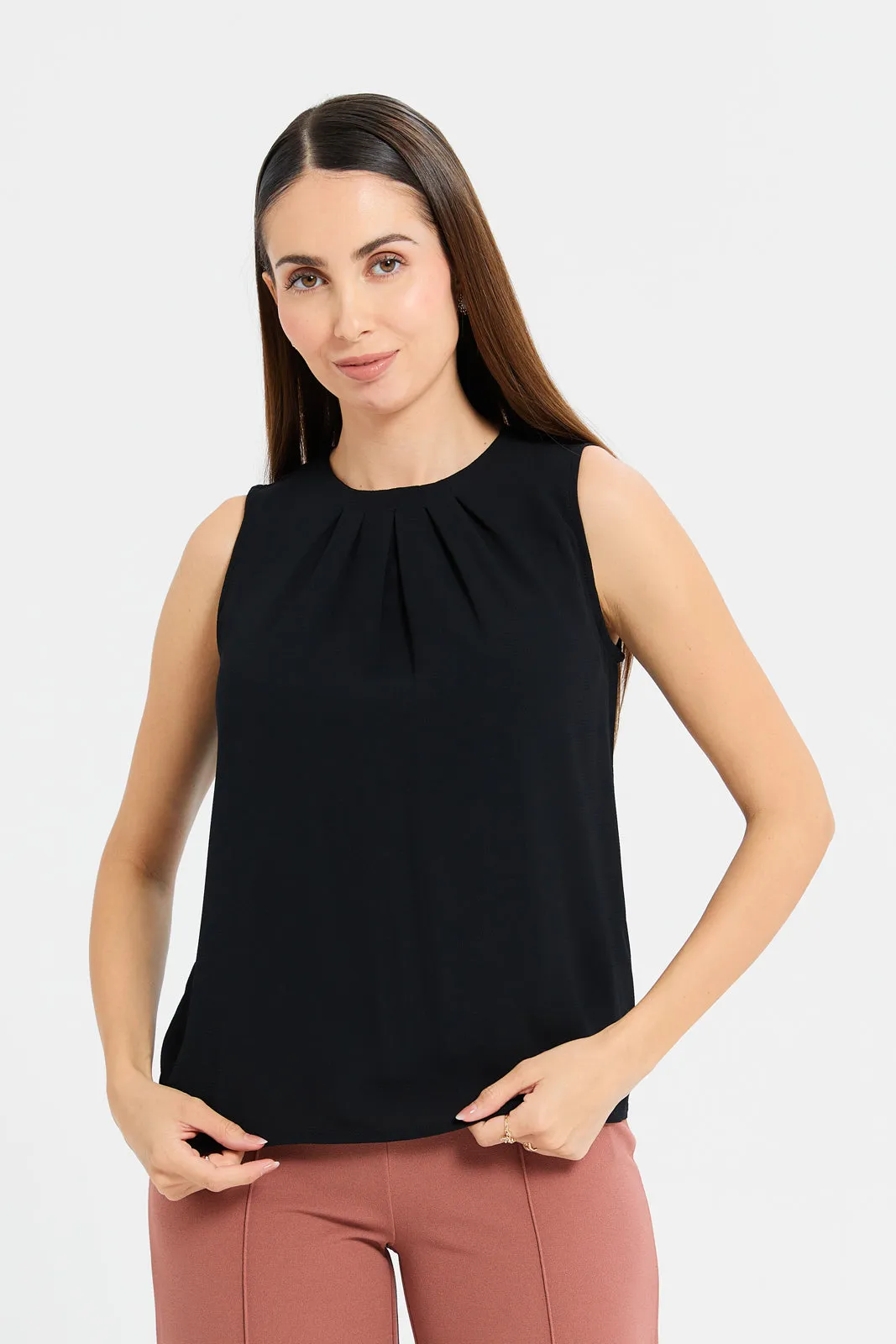 Woman Black Sleeveless Blouse sold by Redtag