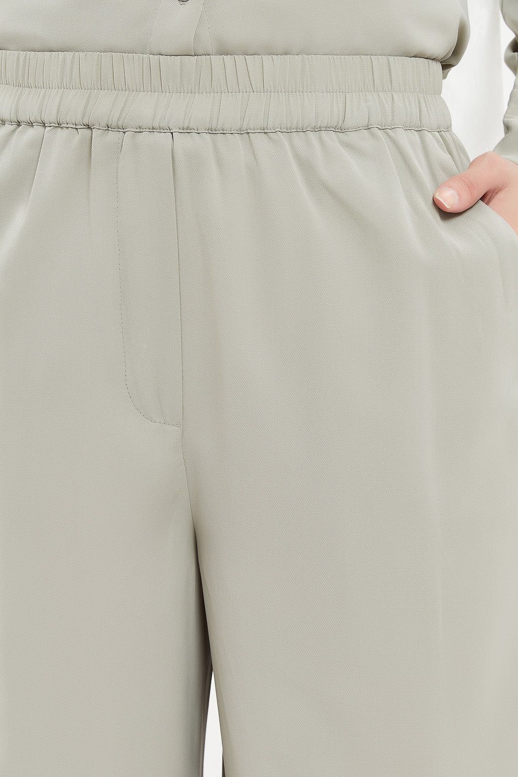 Women Grey Wide Leg Elasticated Trousers sold by Redtag product image thumbnail 4