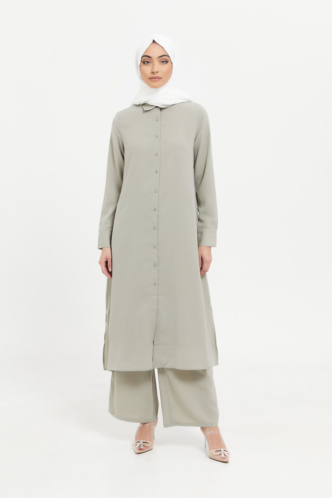 Women Grey Wide Leg Elasticated Trousers sold by Redtag product image thumbnail 2