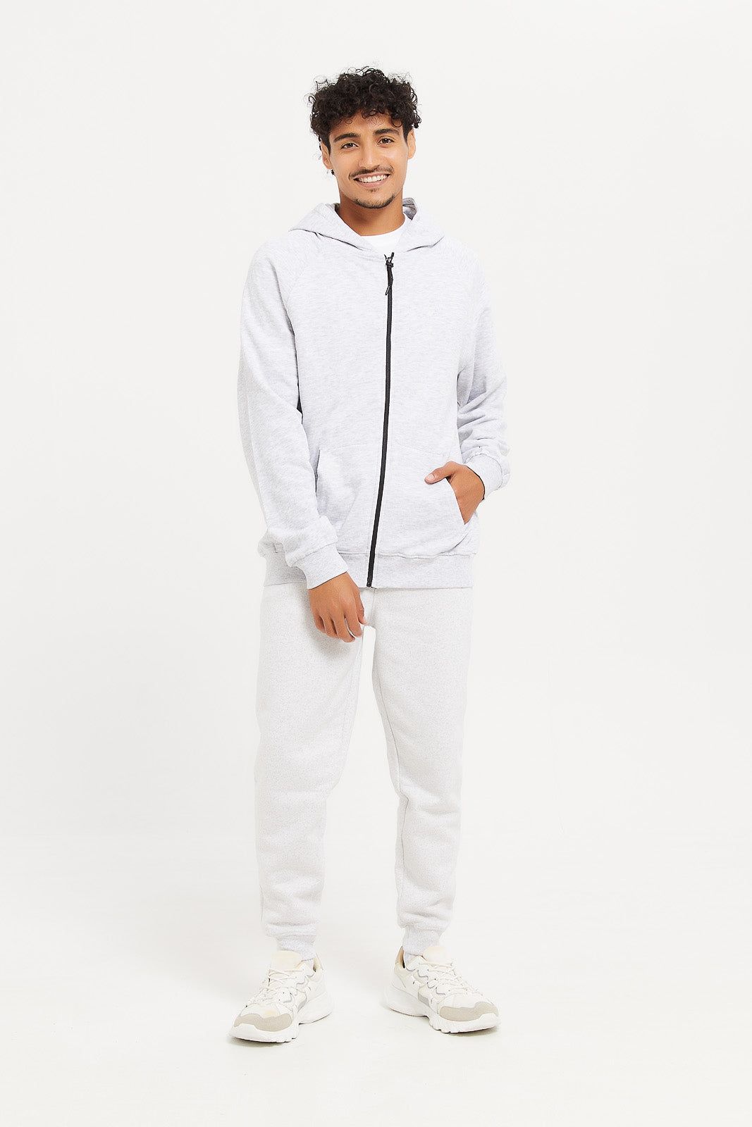 Men Grey Zip Through Hooded Sweatshirt sold by Redtag product image thumbnail 2