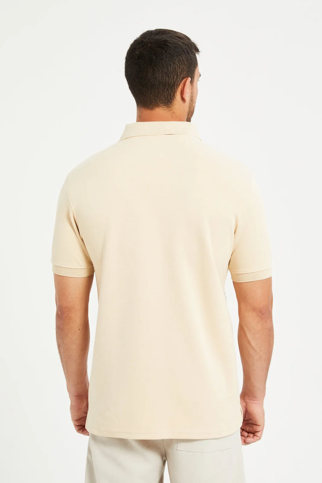 Men Beige Casual Polo Shirt sold by Redtag product image thumbnail 3