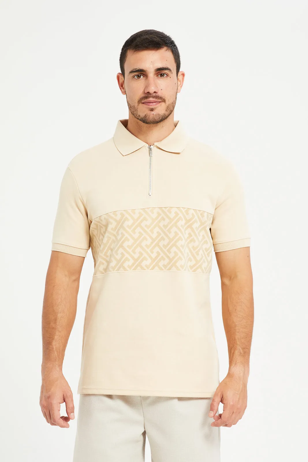 Men Beige Casual Polo Shirt sold by Redtag