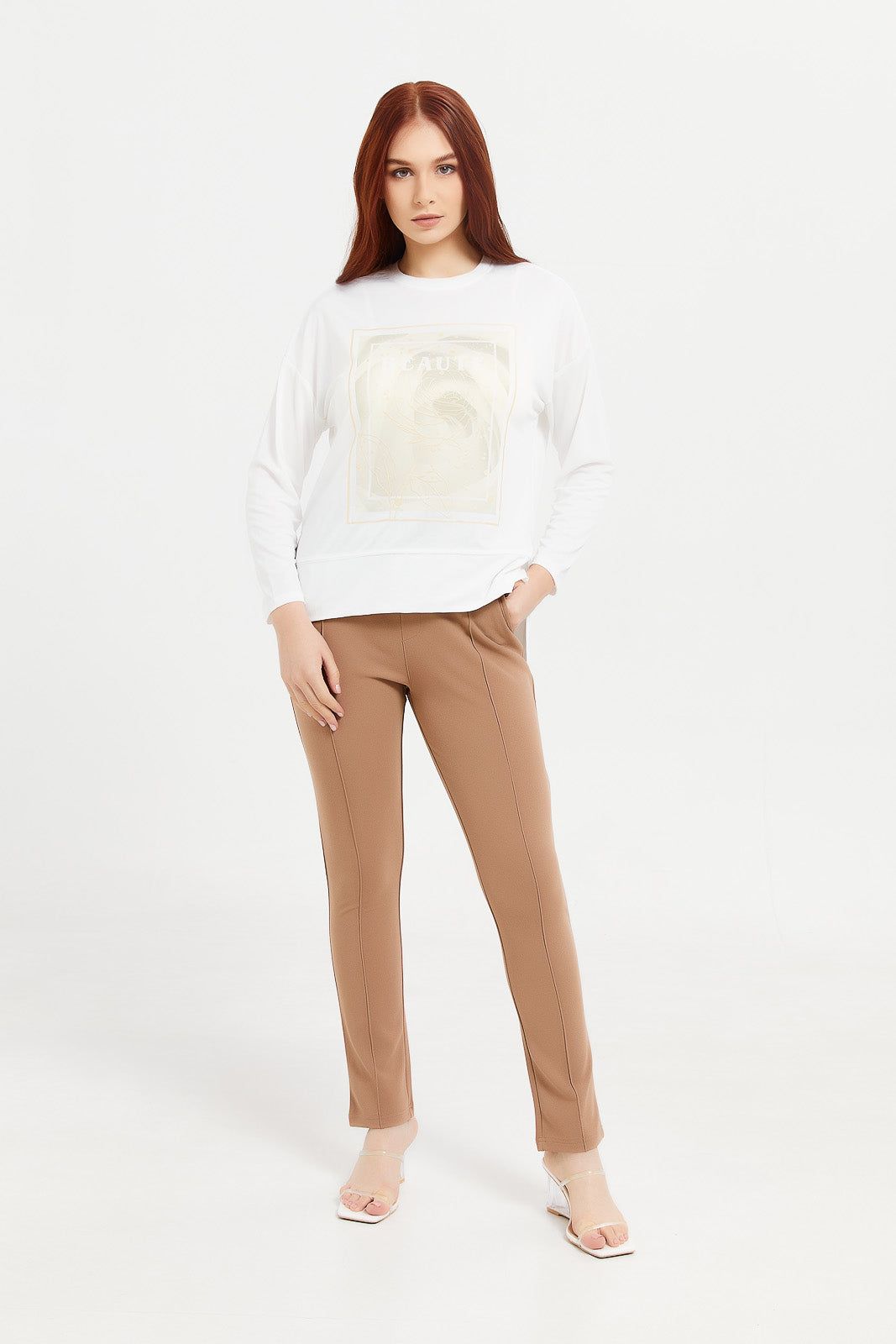 Women Ivory Long Sleeve T-Shirt sold by Redtag product image thumbnail 2