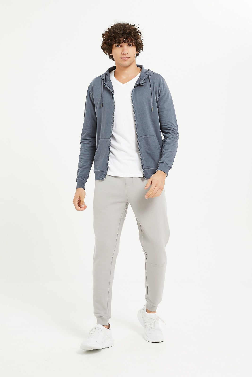 Men Grey Zip Thru Hooded Sweatshirt sold by Redtag product image thumbnail 2