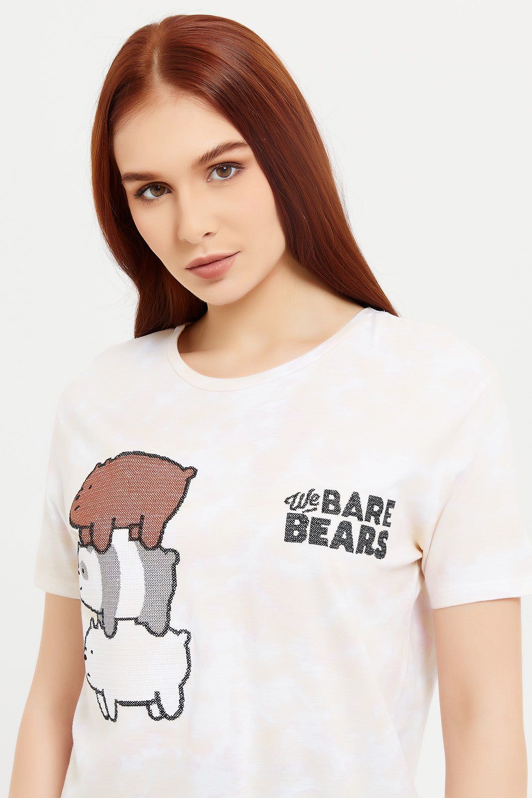 Women Beige Bare Bears Embroidered T-Shirt sold by Redtag product image thumbnail 4
