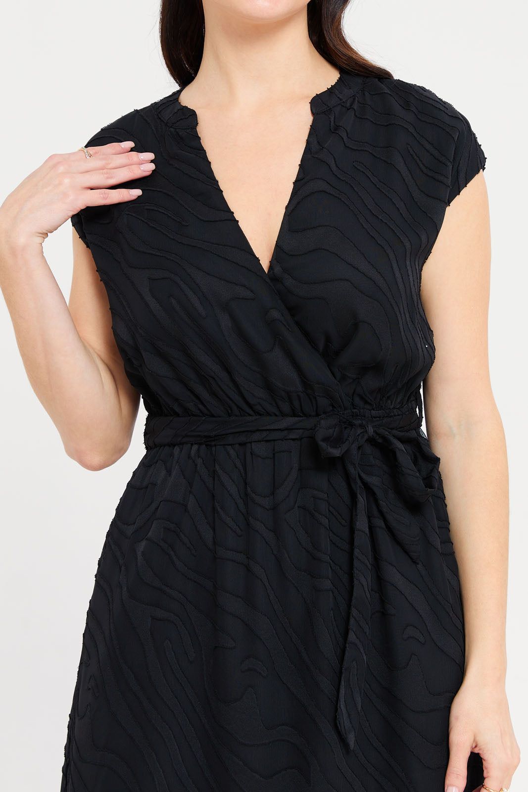 Women Black Jacquard V-Neck Dress sold by Redtag product image thumbnail 2
