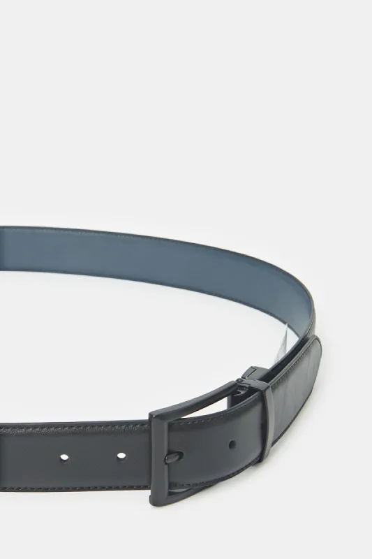 Men Black And Navy Belt With Twist Buckle sold by Redtag