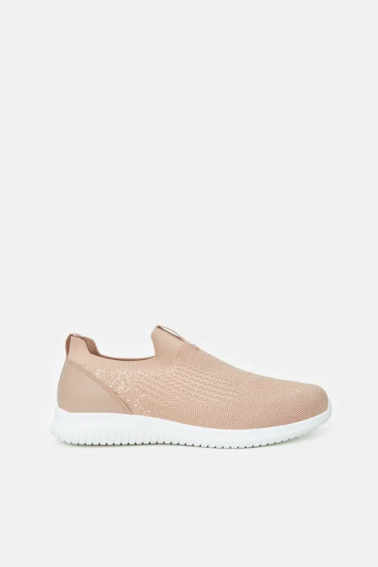 Women Pink Textured Slip On Trainer sold by Redtag